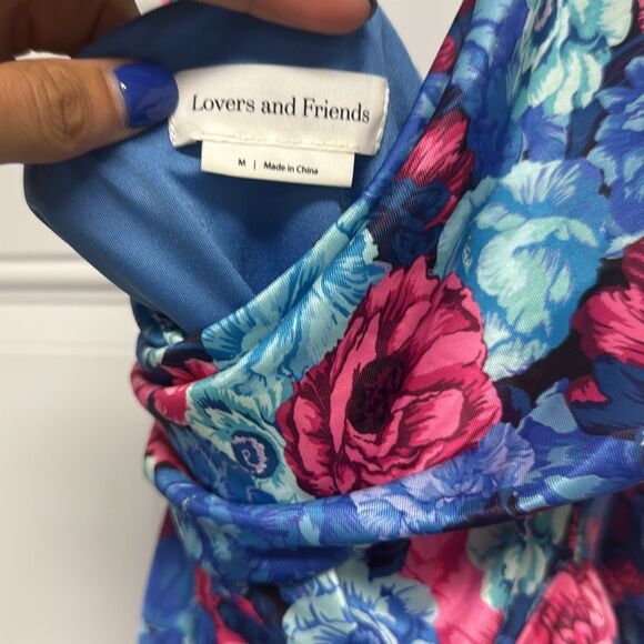 Floral Maxi Sunset Halter Jumper in Blue and Pink - Jumpsuit Lovers & Friends - Picture 3 of 4